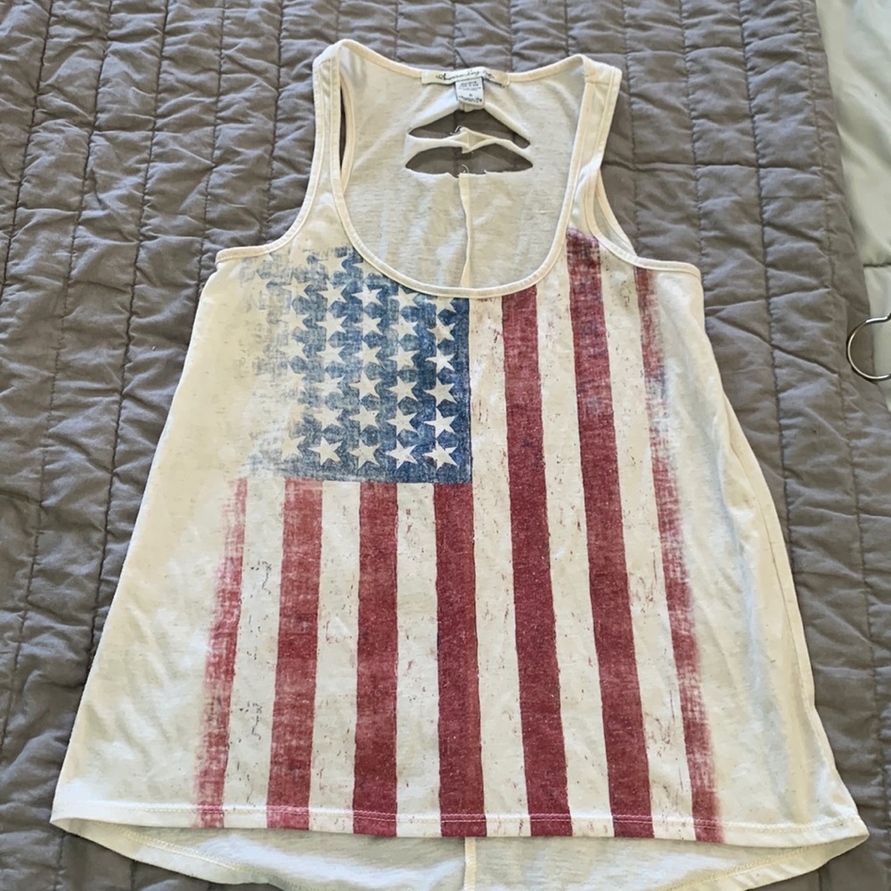 American flag American Rag off white tank top S preowned